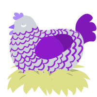 Ourple Lace, a mist and violet chicken with a lace pattern