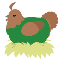 (unnamed), a viridian and brown chicken with a head pattern