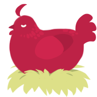 A crimson chicken with a neck-speckle pattern