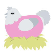 yass jr-, a pink and mist chicken with a head pattern