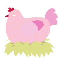 rosepie, a rose and pink chicken with a bar pattern