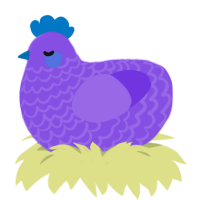 Meeko, a blurple chicken with a lace pattern