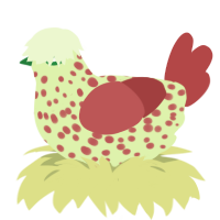 Apple Pie, a apple and red chicken with a speckle pattern