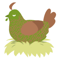 A chartreuse and brown chicken with a double-lace pattern
