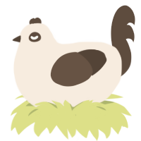 Koopy Koobert, a cream and bark chicken