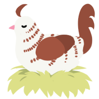 Orpheus Deross, a white and russet chicken with a half-bar pattern