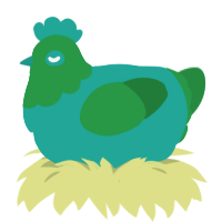 chicken jockey, a turquoise and viridian chicken with a head pattern