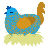 Luminance, a sky and ochre chicken with a double-lace pattern
