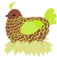 Stump, a russet and lime chicken with a lace pattern