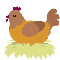 nugget, a orange and brown chicken with a head pattern