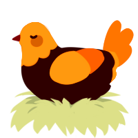 A black and vermilion chicken with a head pattern