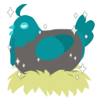 Radio Host Miku, a grey and teal chicken with a head pattern