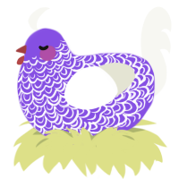 burple boy, a blurple and white chicken with a double-lace pattern