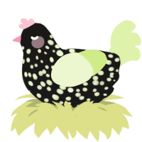 Slightly Off Pigeon, a sable and apple chicken with a speckle pattern