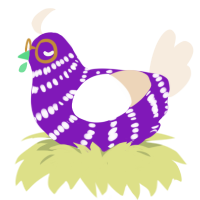 The Rose Bride, a violet and cream chicken with a bar pattern