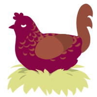 A maroon and russet chicken with a half-lace pattern