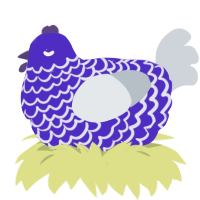 escaped test subject, a indigo and mist chicken with a lace pattern