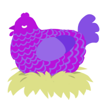 xyx 3m Amethyst, a amethyst and blurple chicken with a lace pattern