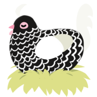Gooby Snoobert, a sable and white chicken with a lace pattern