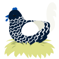 A tumblr and white chicken with a lace pattern