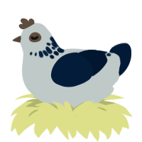 mayfly, a silver and tumblr chicken with a neck-speckle pattern