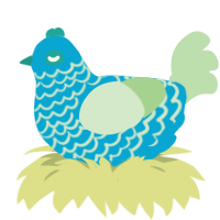 A cerulean and gluppy chicken with a lace pattern