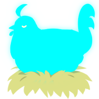 Watergirl, a teal and sea chicken with a speckle pattern