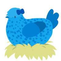 Smol Berry, a sky and sapphire chicken with a speckle pattern