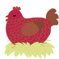 A crimson and russet chicken with a lace pattern