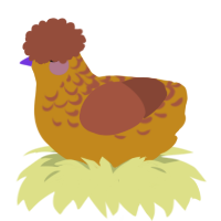 A ochre and russet chicken with a half-lace pattern