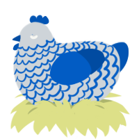 A mist and ultramarine chicken with a lace pattern