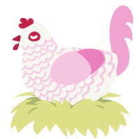 Cherry, a white and pink chicken with a lace pattern