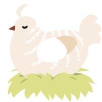 Coconut water, a cream chicken with a half-bar pattern