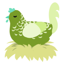 Matcha ball, a chartreuse and apple chicken with a half-lace pattern