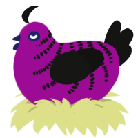 (unnamed), a plum and black chicken with a half-bar pattern