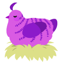 A orchid and violet chicken with a half-bar pattern