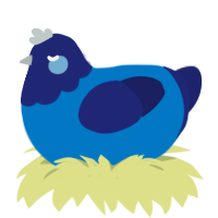A sapphire and navy chicken with a head pattern