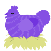 BluePurple, a blurple chicken with a bar pattern