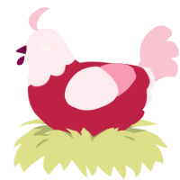 A crimson and rose chicken with a head pattern
