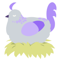A mist and lilac chicken with a neck-speckle pattern