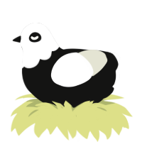 A black and white chicken with a head pattern