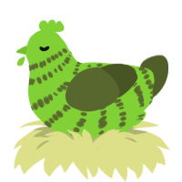 Fennel, a grass and olive chicken with a bar pattern