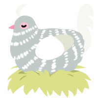 Daisy Tonner, a silver and white chicken with a bar pattern