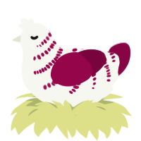 (unnamed), a white and maroon chicken with a half-bar pattern