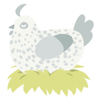 Bubbers, a white and silver chicken with a speckle pattern