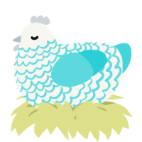 A white and aqua chicken with a lace pattern