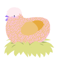 peachy, a rose and honey chicken with a double-lace pattern
