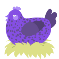 Grape Smoothie, a blurple and overcast chicken with a speckle pattern