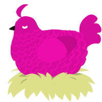 A fuchsia chicken with a lace pattern