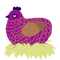 A plum and brown chicken with a lace pattern